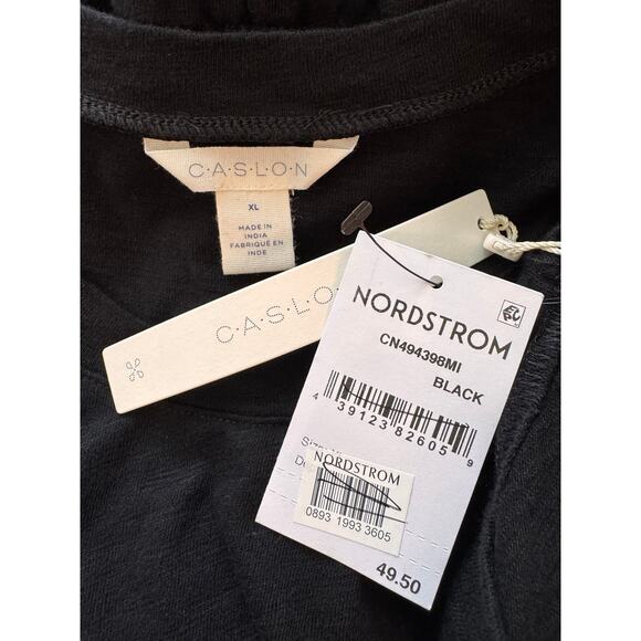 New CASLON NORDSTROM Black Drawstring Waist Organic Cotton T-Shirt Dress Size XL - Picture 7 of 9